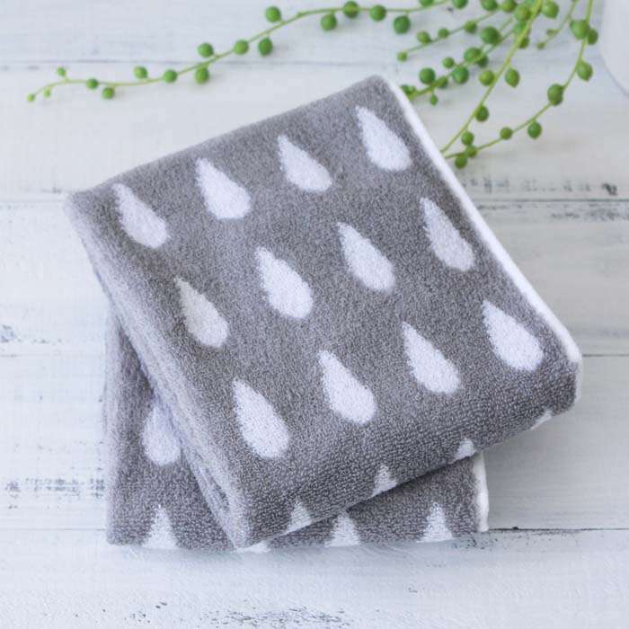 【フェイスタオル】ドロップ フェイスタオル グレー